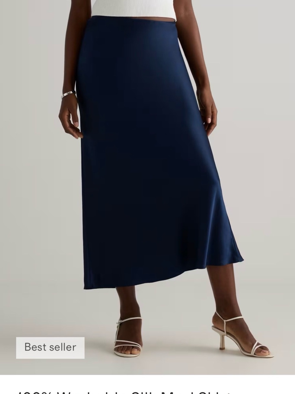 House of Harlow 1960 Navy Satin Maxi Slip Skirt